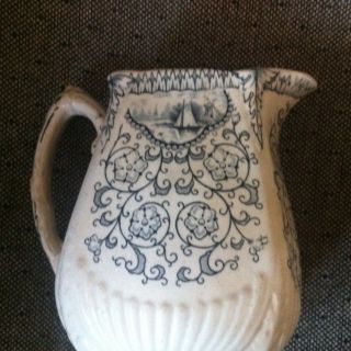 Antique Victorian Hanley English Semi Porcelain Pitcher CIR 1868 1872