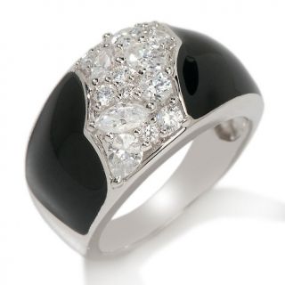 Victoria Wieck .91ct Absolute™ and Black Enamel Dome Ring