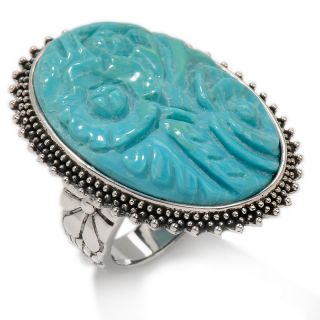  kahn russell carved turquoise sterling silver camellia ring rating 94