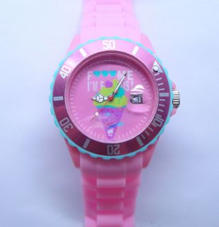  Rubber Silicone Iconic Graphics with Calendar Jelly Wrist Watch