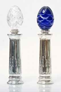 Faberge Silver Plate and Crystal Salt and Pepper Grinders