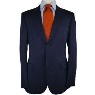 Ermenegildo Zegna Cloth Italian Mens Suit Solid Dark Blue US 46 EU 56