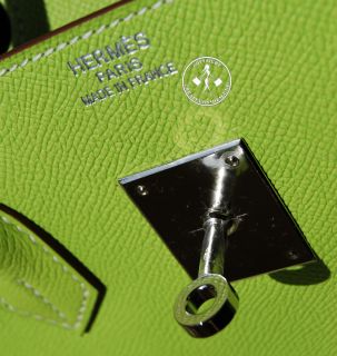 35 Hermes Birkin Handbag Kiwi Epsom Leather Palladium 9701