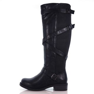  Elastic Belted Equestrian Riding Boot w Zipper Soda Shoes