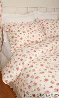 Sale Chic Shabby Pink Rose Queen Cotton Duvet Cover Set