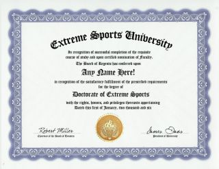 Extreme Sports Diploma Player Sports Fan Fun Gag Gift