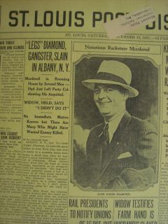 1811100WQ Crime December 19 1931 Jack Legs Diamond Slain Albany NY