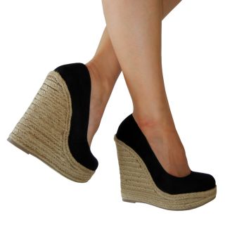 Earthy Chic Suede Espadrille Platform Wedge Pump Goes with Everythig