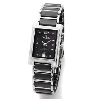 Jewelry Watches Womens Croton Steel, Black Ceramic and Crystal