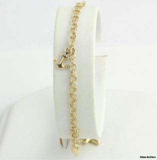 Faith Hope Charity Charm Bracelet 10K 14k Yellow Gold Double