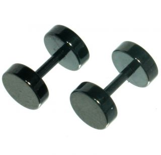 Black Simple Fake Plugs Earrings Screw on Stainless Steel Best Quality