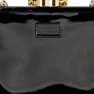 Lulu Guinness Patent Leather Pollyanna Large Frame Bag   Black