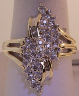  21cttw SI3 H Diamond Cluster Ring 5 1g Vintage Estate Antique
