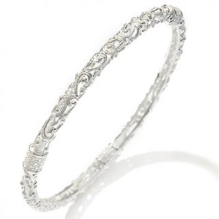 Sterling Silver Diamond Accent Filigree Scroll Bangle Bracelet