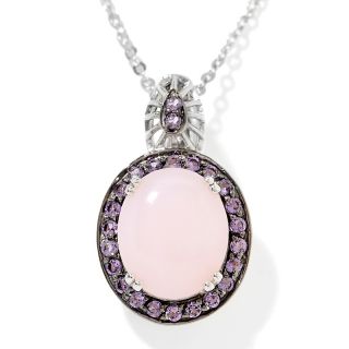 Opulent Opaques Pink Opal and Amethyst Sterling Silver Pendant with 18