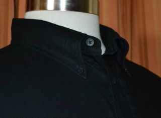 Faconnable Long Sleeve Black Button Front 100 Cotton Oxford Shirt Mens