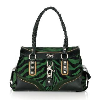 Sharif Couture Haircalf Glazed Leather Satchel with Braided Straps at