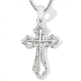 141 087 diamond accented petite sterling silver cross pendant with 18