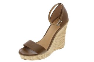  Brown Ankle Strap Platform Espadrilles Wedge Sandals Shoes 6