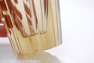 Daum Art Deco Amber Glass Signed Geometric Cut Vase