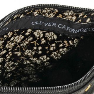 Clever Carriage Metallic Hand Embroidered Rose Leather Makeup Bag at