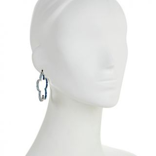 Sima K 3ct Swiss Blue Topaz and Blue Enamel Sterling Silver Earrings