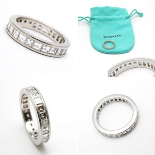 Tiffany Co Channel Set Band Ring Eternity Diamond Solid Platinum Fine