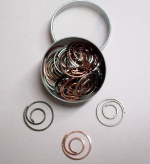 Scrapbooking Tin 30 Spiral Clips Fasteners Spirals 3 CLRS Antique