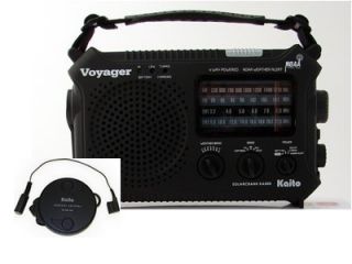  Crank Kaito Voyager Emergency Radio + 23 ft Antenna, KA500 Black Radio