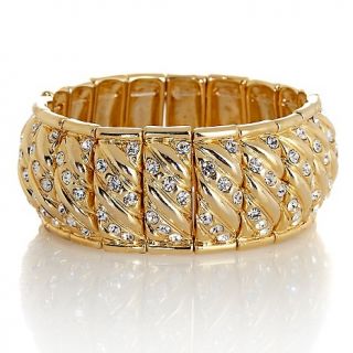 171 364 universal vault crystal goldtone twist design stretch bracelet