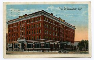 1928 White Border Postcard of Hotel Gardner in Fargo ND