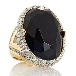 185 717 akkad la prima donna oval black crystal goldtone ring note