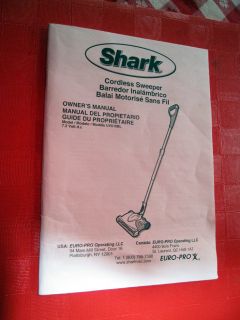 Shark Euro Pro Cordless Sweeper UV610BL Paper Manual