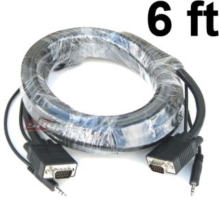 Computer Monitor Cable w Audio 3 5mm Speaker SVGA Cable Adapter