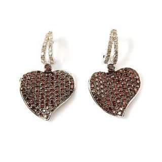 96ct Red and White Diamond Sterling Silver Heart Earrings