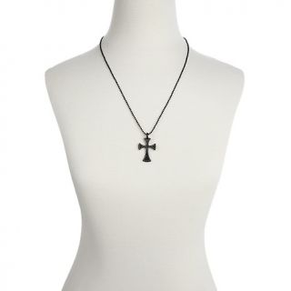 195 493 stately steel stately steel black outlined cross pendant with