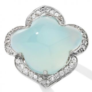 93ct Blue Chalcedony and White Sapphire Sterling Silver Maple Cut