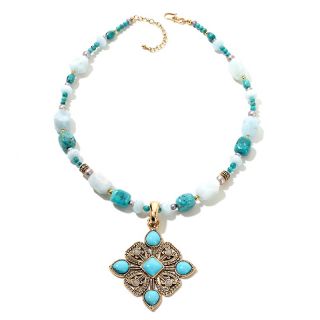 200 067 studio barse turquoise and gemstone bronze pendant with 18