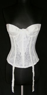 FELINA White Lace Bustier Corset Padded 34 A 34A NEW NWT Bra Removable