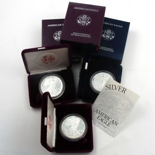 1986, 1993, 200 1st Year Proof Silver Eagle Dollar Sets at