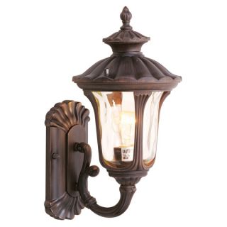 NEW 1 Light Sm Outdoor Wall Lamp Lighting Fixture, Bronze, Amber Water