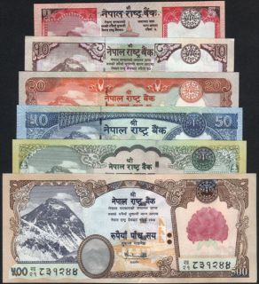Nepal Everest Banknote Rups 5 10 20 50 100 500 Set of 6