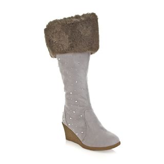 203 479 joan boyce studded wedge boot with faux fur cuff note customer