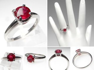 Estate Natural Ruby Solitaire Engagement Ring Solid Platinum