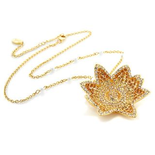 191 045 judith light lotus flower crystal goldtone flower pin pendant