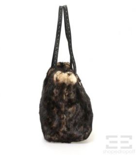 Fendi Selleria Dark Brown & Tan Mink Fur Cheetah Print Handbag