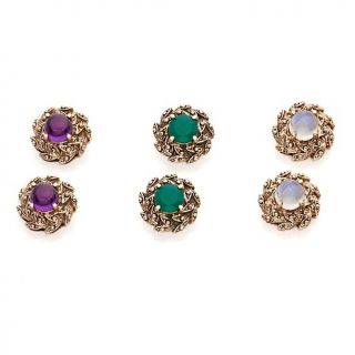 216 809 nicky butler gemstone bronze set of 3 button stud earrings