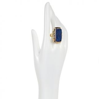 Jewelry Rings Gemstone Cobalt Blue Drusy and White Topaz Vermeil