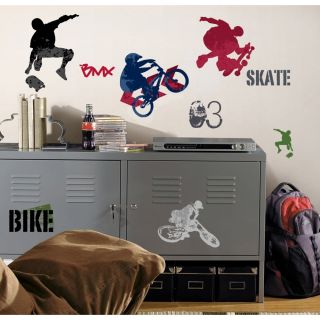 25 New Extreme Sports Wall Decals Skateboarding Biking Stickers Boys