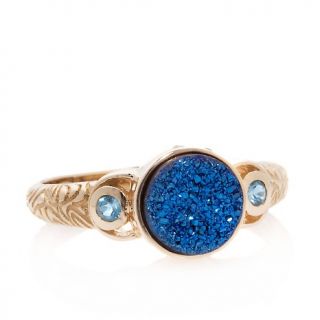 204 933 10k yellow gold cobalt blue drusy and blue topaz ring rating 2